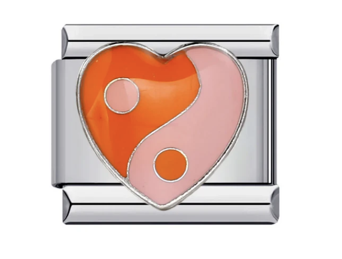 Charm Corazon Yin Yang Naranja