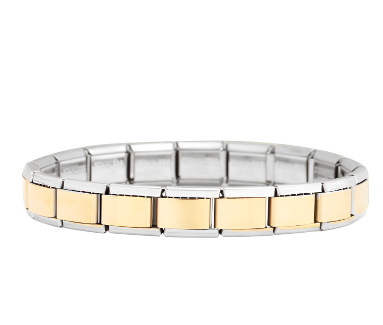 Pulsera italiana con charm dorada plateada